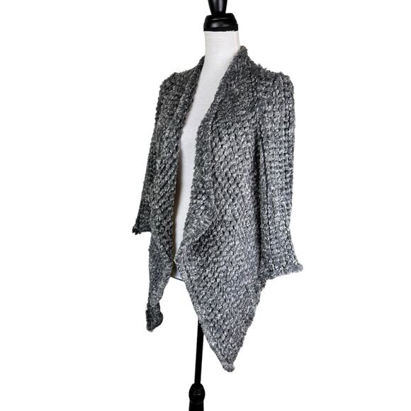 Dolce Cabo Gray Soft Faux Fur 3/4 Sleeves Open Cardigan Layering Coatigan - Picture 6 of 16